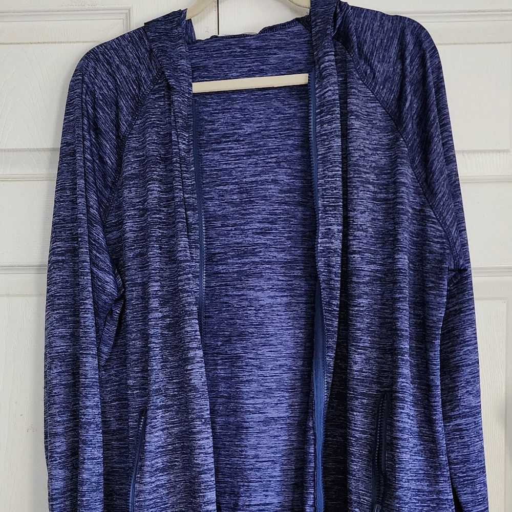 Blue spandex running jacket